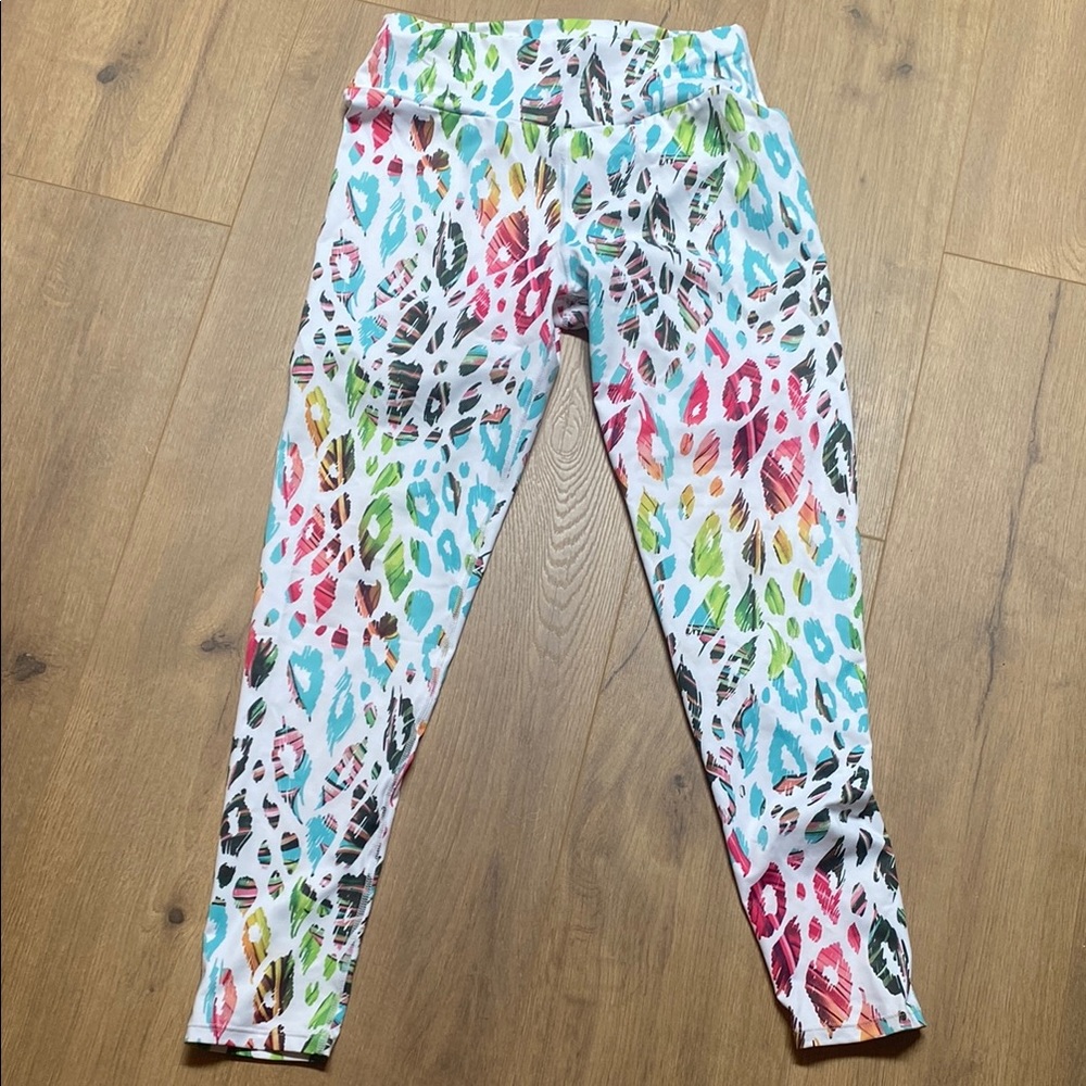 Blue and White Abstract Leggings